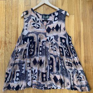 Anthropologie Vintage Gauze Printed Babydoll Top Large